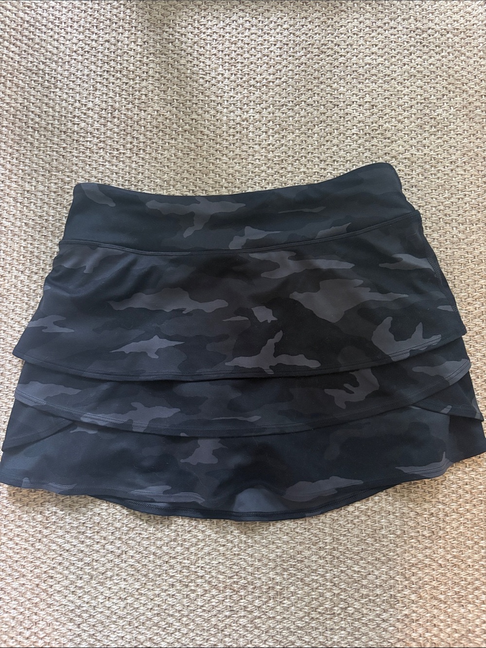 Athleta Girl Black & Charcoal Camo Tiered Skort